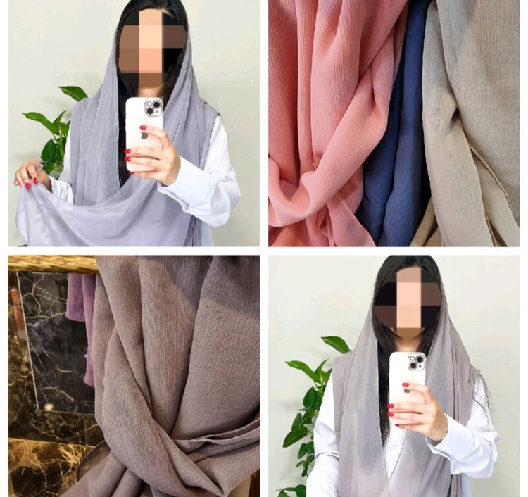 خرید شال حریر مشکی جدید ساده تک رنگ