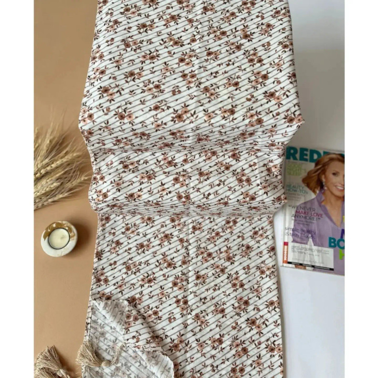 خرید و قیمت شال نخی کرم طرحدار زنانه