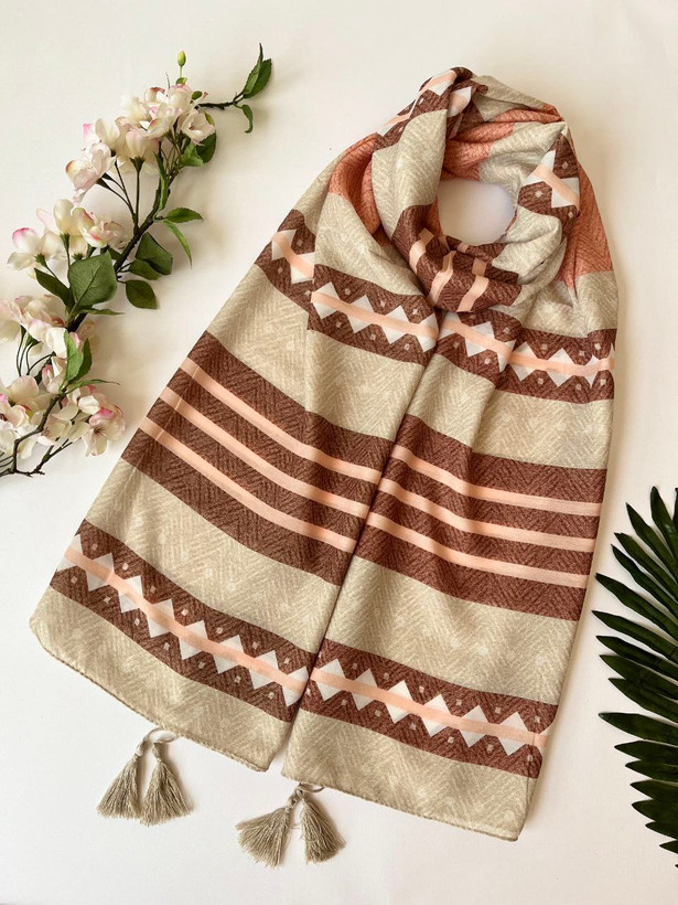 خرید شال نخی کرم قرمز زرشکی خرید اینترنتی شال نخی طرح دار