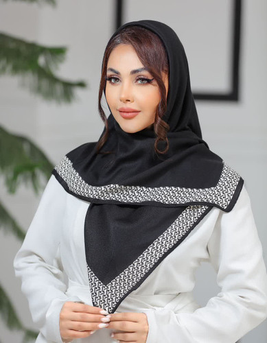 خرید روسری نخی قواره صد زنانه شیک مشکی