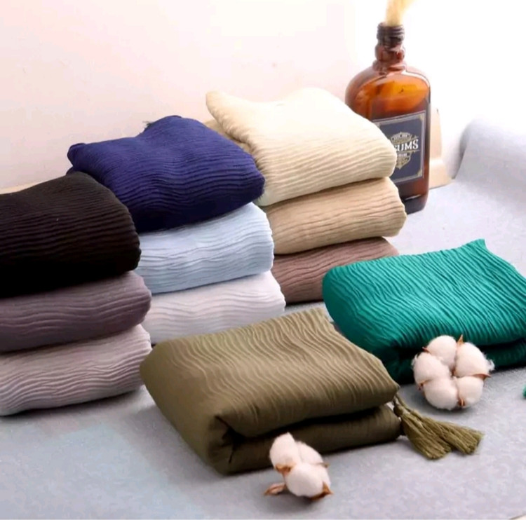 خرید آنلاین شال نخی پلیسه ریز ساده