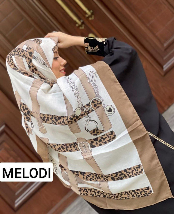 خرید روسری نخی آبی طرحدار