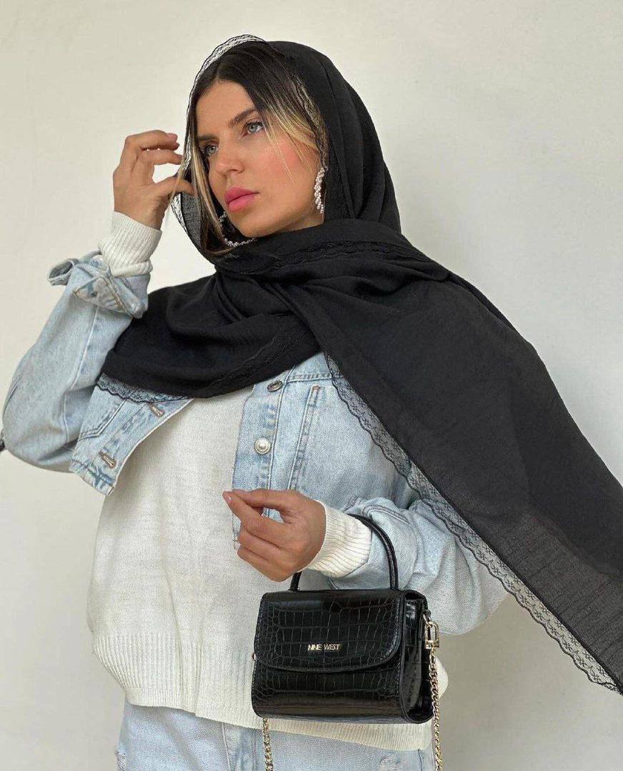 خرید و قیمت شال مشکی دور دانتل