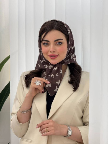 خرید مینی اسکارف نخی زنانه طرحدار موکا خرید مینی موکا