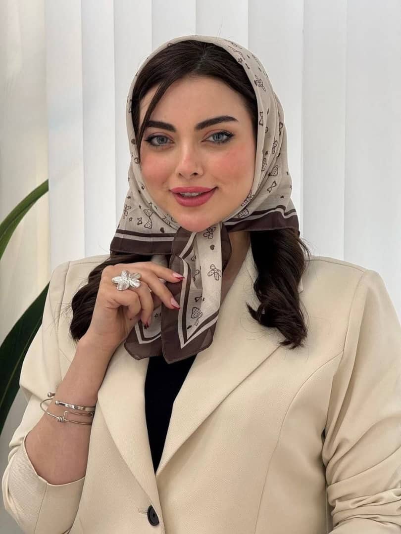 خرید مینی اسکارف پاپیون موکا طرحدار