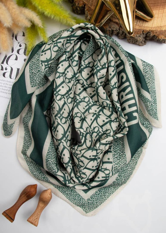 خرید و قیمت مینی اسکارف نخی دیور سبز شیک ارزان