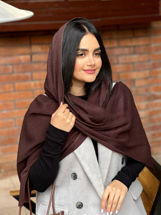 خرید شال برشکا لمه دار خرید شال برشکا ساده موکا