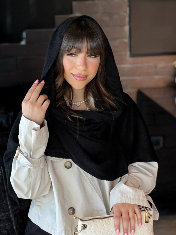 خرید شال بافت ساده مشکی