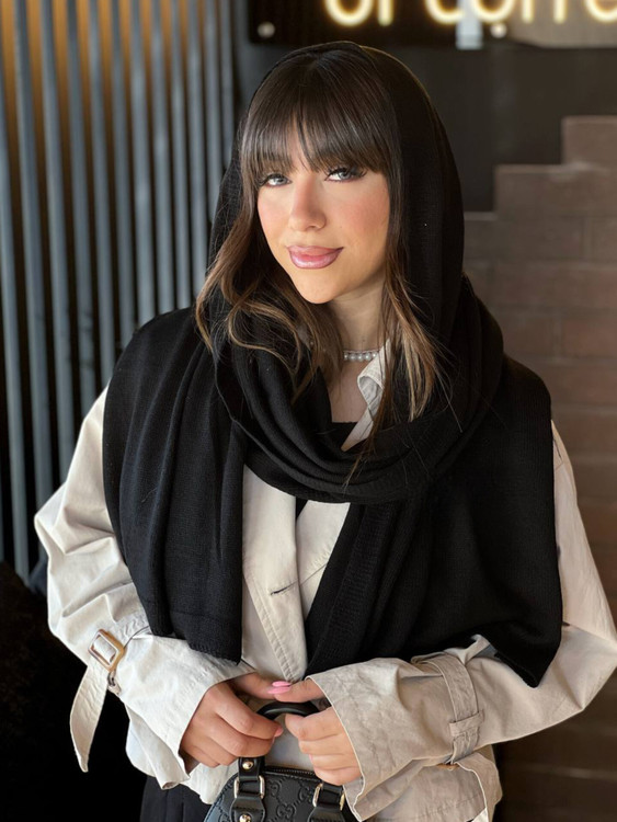 خرید و قیمت شال بافت مشکی ساده تک رنگ