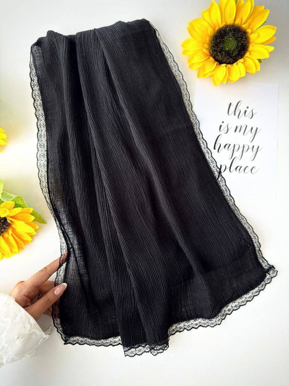 خرید ترندترین شال برشکا نخی مشکی عیدانه 1405