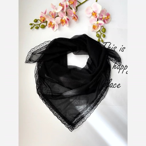 خرید مینی اسکارف توری نگینی خاص و شیک دخترانه