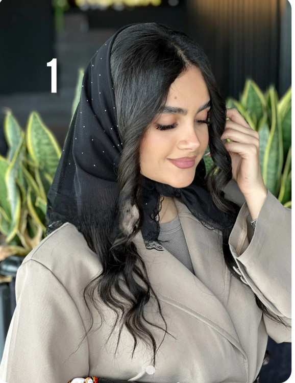 مینی اسکارف تور نگینی دانتل دار