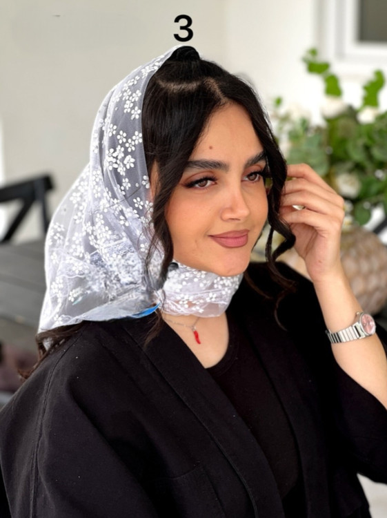 خرید و قیمت مینی اسکارف توری حاشیه دانتل شکوفه
