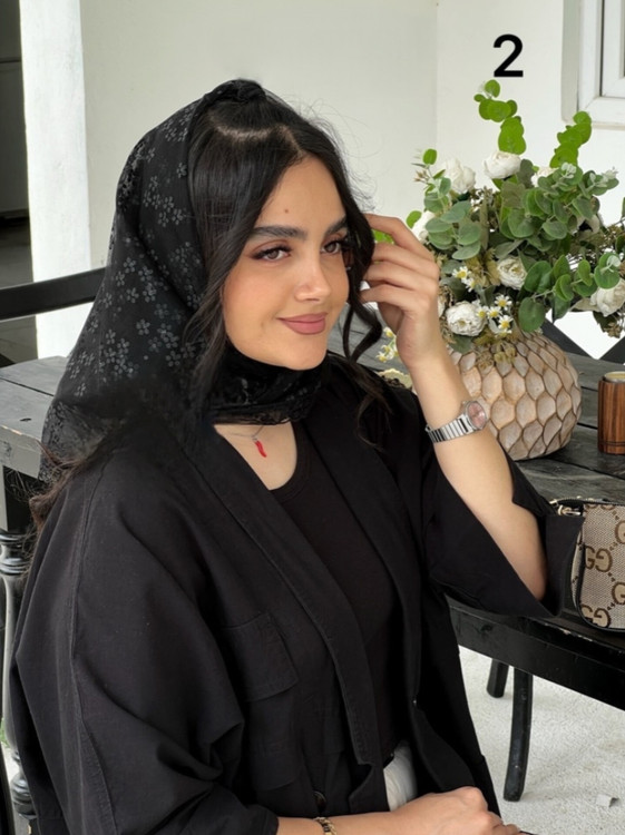 خرید مینی اسکارف شکوفه حاشیه دانتل