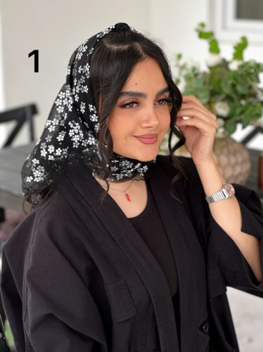 خرید مینی اسکارف توری شکوفه حاشیه دانتل