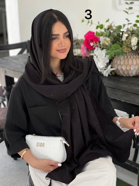 خرید شال مشکی ساده تک رنگ شیک ارزان