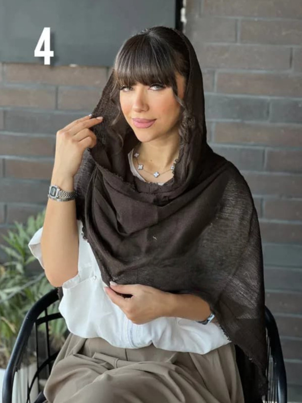 خرید شال کنفی دورریش ساده تک رنگ