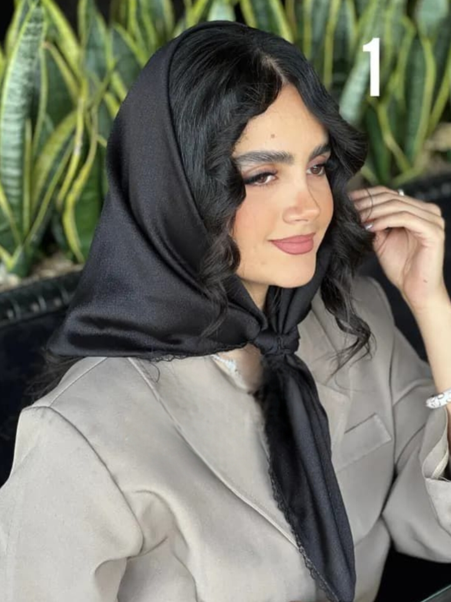 خرید مینی اسکارف کریستال حاشیه دانتل مشکی زنانه مجلسی