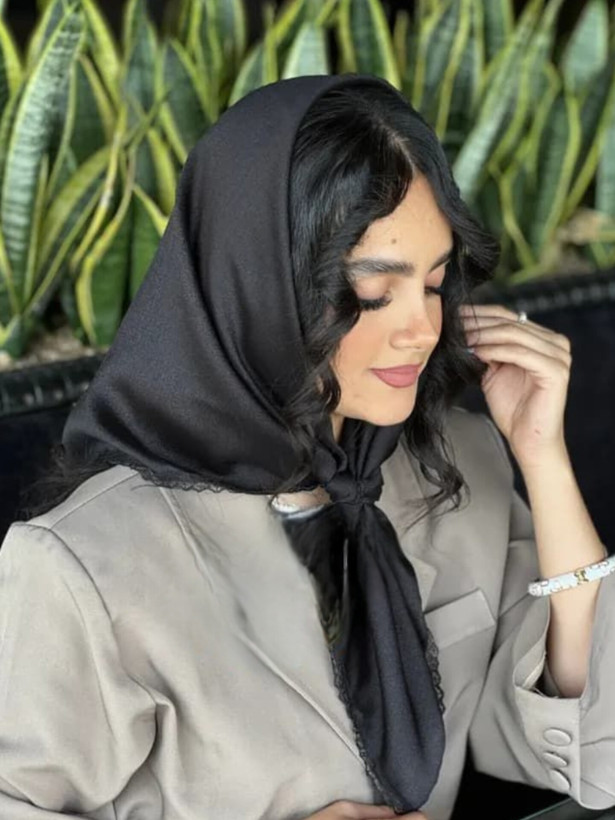 خرید آنلاین مینی اسکارف کریستال حاشیه دانتل مشکی