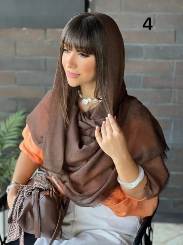 خرید اینترنتی شال تابستانه دورریش قهوه ای موکا ارزان شیک ترند
