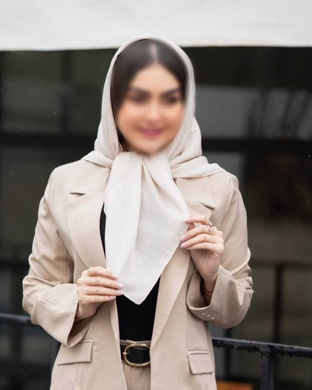 خرید روسری نخی درختی سفید
