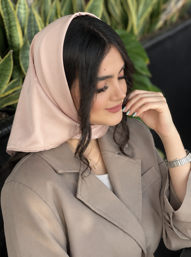 مینی اسکارف ساتن تک رنگ زنانه و دخترانه