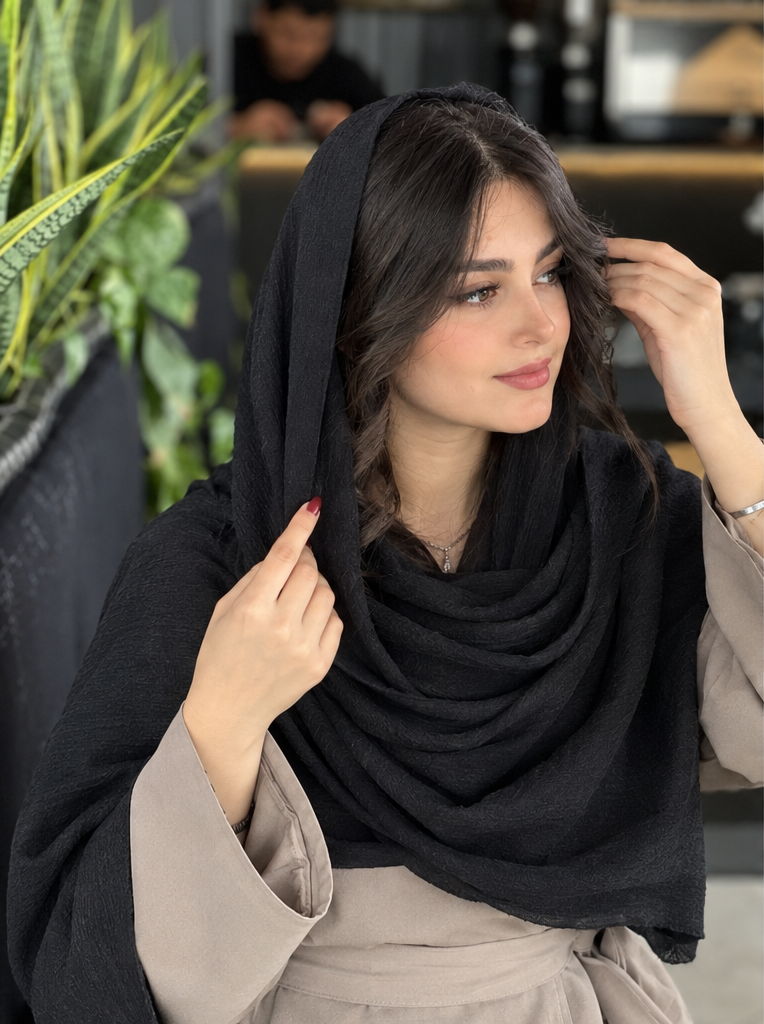 خرید آنلاین شال وال اسلپ مشکی تک رنگ